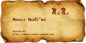 Mencz Noémi névjegykártya